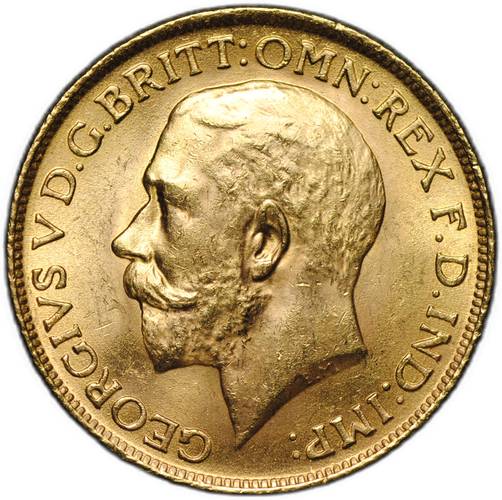 Монета 1 соверен (фунт) 1911 Великобритания слаб CPRC MS 63