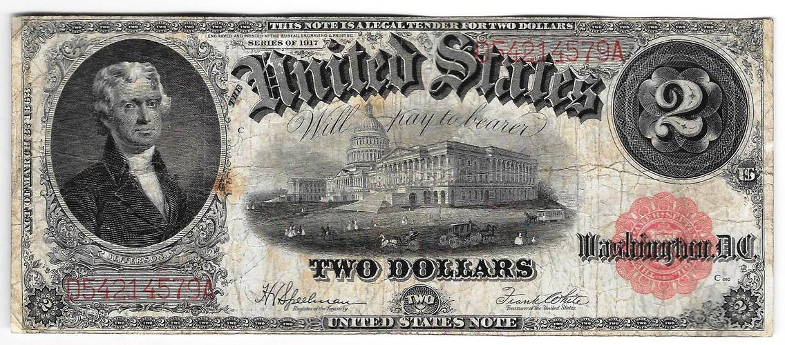 Банкнота 2 доллара 1917 США