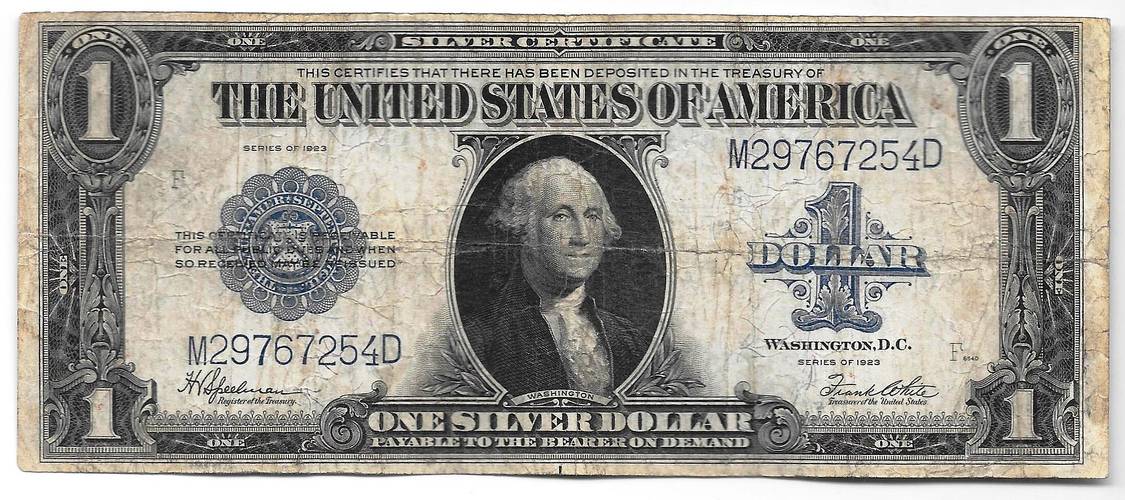 Банкнота 1 доллар 1923 Серебряный сертификат США 