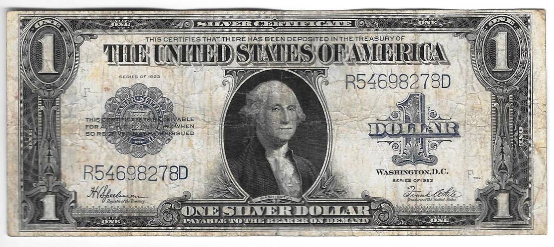 Банкнота 1 доллар 1923 Серебряный сертификат США 