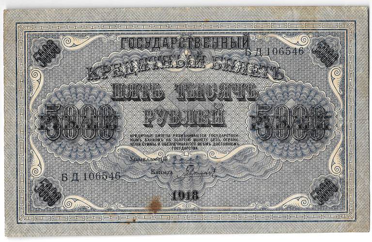 Банкнота 5000 рублей 1918 Гаврилов