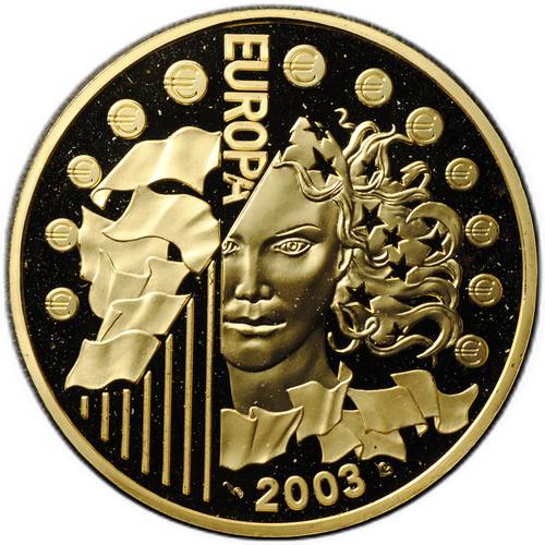 Монета 50 евро 2003 1-я Годовщина введения Евро Франция
