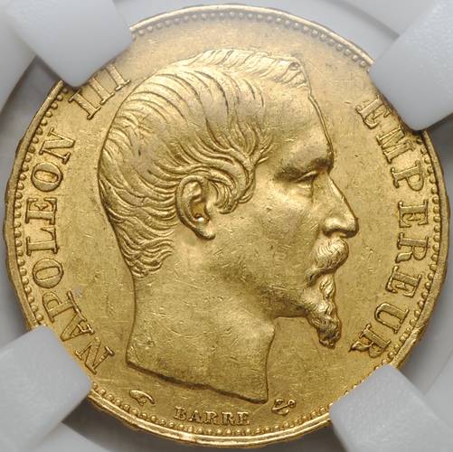 Монета 20 франков 1856 A Франция слаб ННР AU 55