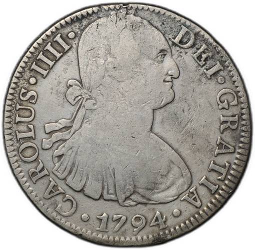 Монета 8 реалов 1794 Mo Мексика