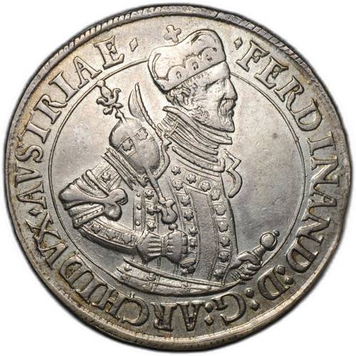 Монета 1 талер 1577-1595 FERDINAND AVSTRIAE Халль Фердинанд II Тироль Австрия