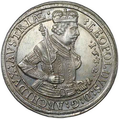 Монета 1 талер 1632 Леопольд V Тироль Австрия