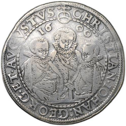 Монета 1 талер 1600 HB Кристиан II, Иоган Георг I и Август Три брата Саксония