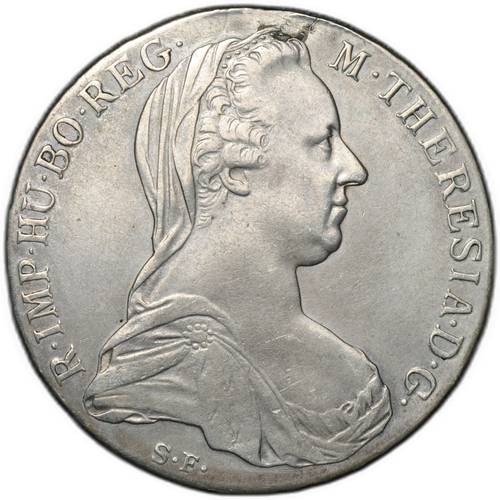 Монета 1 талер 1780 SF Мария Терезия рестрайк Австрия