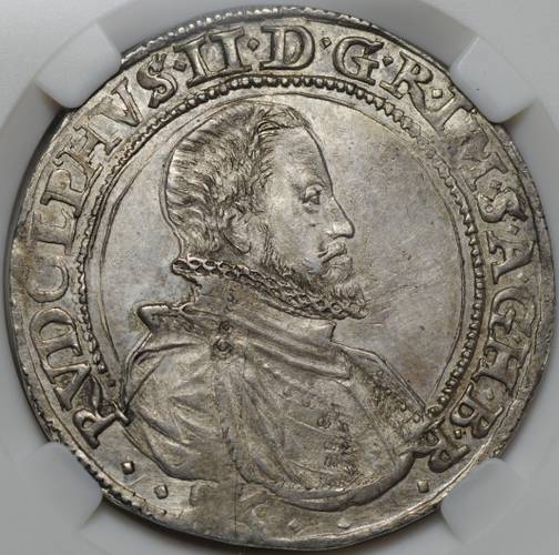 Монета 1/2 талера 1601 Рудольф II Куттенберг Богемия слаб ННР AU 53