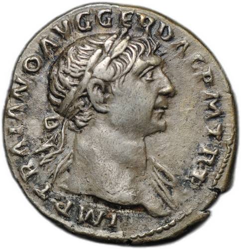 Монета Денарий 108-109 Траян Дакийец в трауре Римская Империя