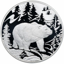Монета 3 рубля 2009 СПМД Животный мир стран ЕврАзЭС: Медведь
