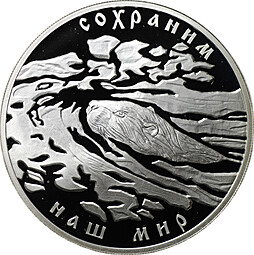 Монета 3 рубля 2008 СПМД Сохраним наш мир Речной бобр