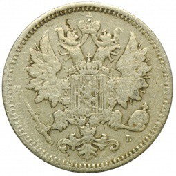 Монета 25 пенни 1891 L Русская Финляндия