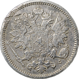 Монета 25 пенни 1890 L Русская Финляндия