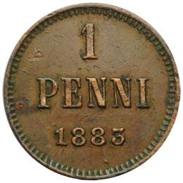 Монета 1 пенни 1883 Русская Финляндия