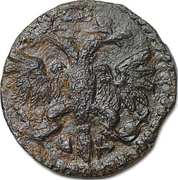 Монета Полушка 1719 НД славянская дата АѰѲI