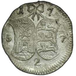 Монета 2 копейки 1757 Ливонез