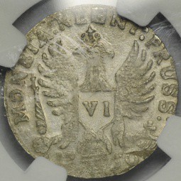 Монета 6 грошей 1759 для Пруссии ELISAB I D.G.