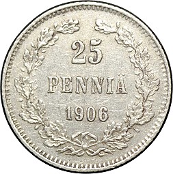 Монета 25 пенни 1906 L Русская Финляндия