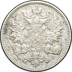 Монета 25 пенни 1902 L Русская Финляндия