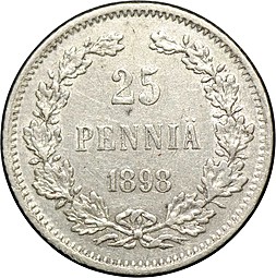 Монета 25 Пенни 1898 L Русская Финляндия