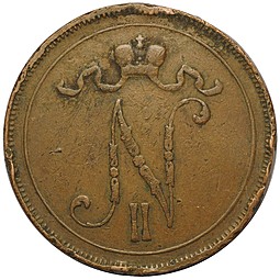 Монета 10 пенни 1907 Русская Финляндия