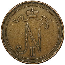 Монета 10 пенни 1905 Русская Финляндия