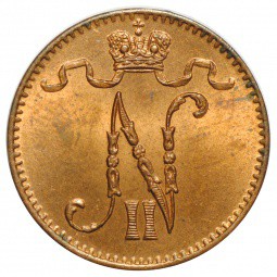 Монета 1 пенни 1906 Русская Финляндия
