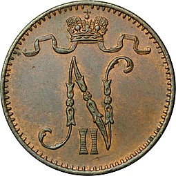 Монета 1 пенни 1898 Русская Финляндия