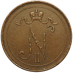Монета 10 пенни 1915 Русская Финляндия