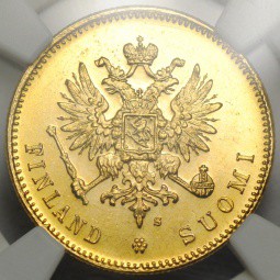 Монета 20 марок 1912 S Русская Финляндия слаб NGC MS65 UNC