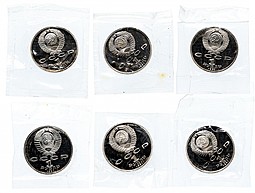 Набор 1 рубль 1991 Олимпиада 1992 в Барселоне 6 монет в оригинальной запайке