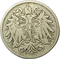 Монета 20 геллеров 1893 Австрия