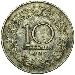 Монета 10 грошей 1925 Австрия