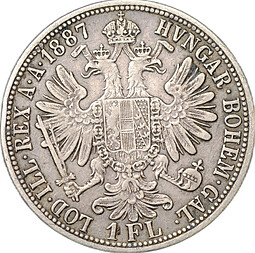 Монета 1 флорин 1887 Австрия