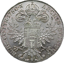 Монета 1 талер 1780 SF Мария Терезия рестрайк Австрия