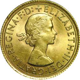Монета 1 соверен 1965 Елизавета 2 Англия