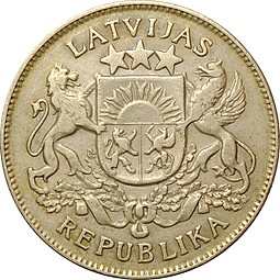 Монета 2 лата 1926 Латвия
