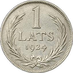 Монета 1 лат 1924 Латвия