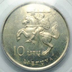 Монета 10 лит 1993 Литва