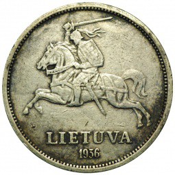 Монета 5 лит 1936 Литва