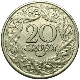 Монета 20 грошей 1923 Польша