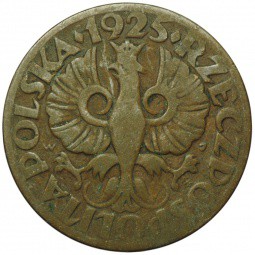 Монета 5 грошей 1925 Польша