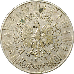 Монета 10 злотых 1935 Пилсудский Польша