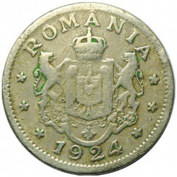 Монета 1 лей 1924 Румыния