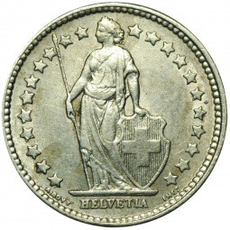 Монета 1/2 франка 1908 В Швейцария