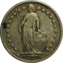 Монета 1 франк 1920 Швейцария