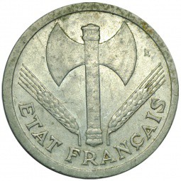 Монета 2 франка 1943 Франция