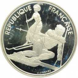 Монета 100 Франков 1990 Франция, Олимпиада, Альбервиль