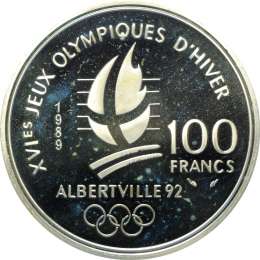 Монета 100 Франков 1989 Франция, Олимпиада, Альбервиль
